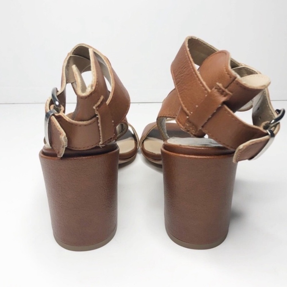 Summit by White Mountain Brown Leather Block Heel Sandals Italy Size 38/7.5 US - Picture 4 of 7